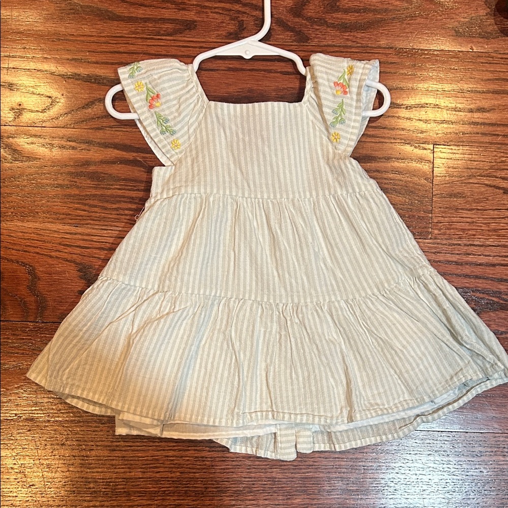 Adorable Striped Kids Dress with Floral Embroidery